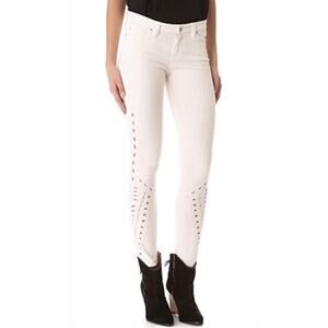 IRO Jeans Womens 26 White Hawkins Eyelet Embroidered Skinny‎ Pant Boho Modern